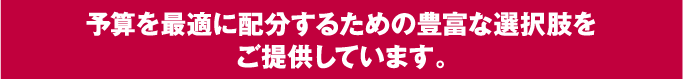 予算を最適に分配するための豊富な選択肢をご提供しています。